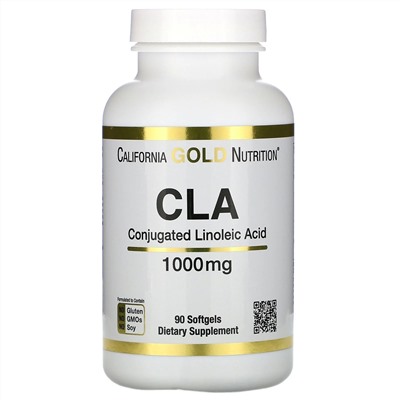 California Gold Nutrition, Clarinol, КЛК, конъюгированная линолевая кислота, 1000 мг, 90 мягких таблеток