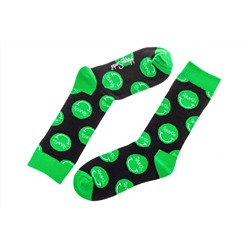 Носки женские с высокой резинкой, хлопок-полиамид-эластан, цвет черный с ярко-салатовым