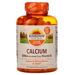 Sundown Naturals, Кальций с витамином D3, 1200 мг, 170 мягких таблеток