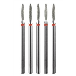 Manita Professional Фреза алмазная пламя тупое для аппаратного маникюра 856.104.244.100.018 ФАПЗ-1.8-10М, красная насечка, ø 1,8 мм, 5 шт. KRISTALLER, 1231204