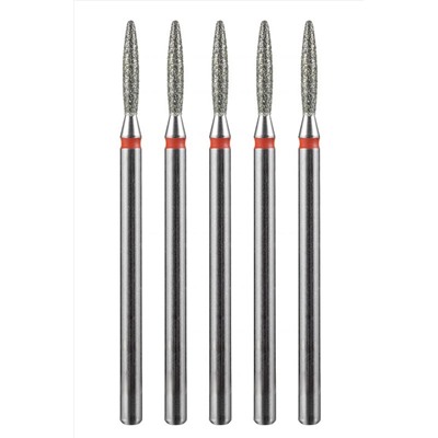 Manita Professional Фреза алмазная пламя тупое для аппаратного маникюра 856.104.244.100.018 ФАПЗ-1.8-10М, красная насечка, ø 1,8 мм, 5 шт. KRISTALLER, 1231204