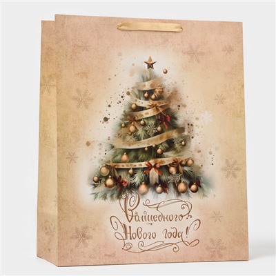 Пакет подарочный новогодний ламинированный «Счастливого Нового года», XL 40×49×19 см