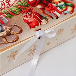 Коробка подарочная новогодняя складная, упаковка «Зверята и подарки», 31×24.5×8 см