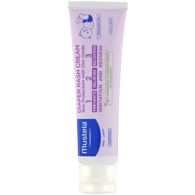 Mustela, детский крем от опрелостей «1-2-3», без отдушек, 108 г (3,80 унции)