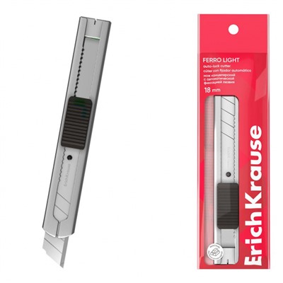 Нож канцелярский 18 мм 62754 Ferro Light металлический, автоматическая фиксация лезвия ErichKrause