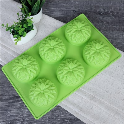 Форма для выпечки 6 ячеек силиконовая Цветы Хризантема 7х3,5 см / V-940 / уп 200/ 0,11/ 28,4*17*3,5