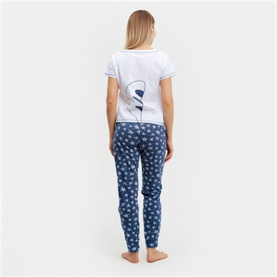 Комплект женский (футболка, брюки) Матроскин, цвет белый, размер 44