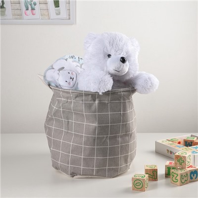 Корзина для белья Доляна «Клетка», 30×30×30 см, серая