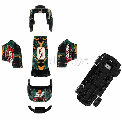 Машинка пластмассовая инерционная "Авария на трассе" Джип хаки  (pull back) CRD 25x18,2x5,2см