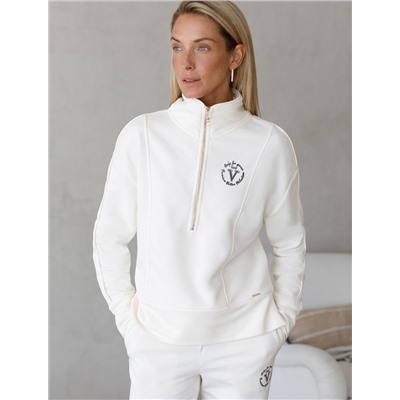 Джемпер с воротом на молнии из петельчатого  футера трехнитки с эластаном