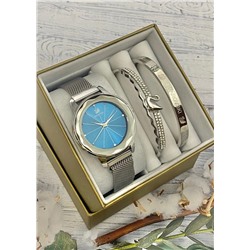 Подарочный набор для женщин часы, 2 браслета + коробка #22853275