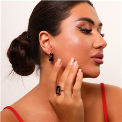 Комплект ювелирной бижутерии коллекция "Дубай" серьги и кольцо 18 р, покрытие позолота, вставка: фианиты, цвет: зеленый, Уценка, арт. 08.1762