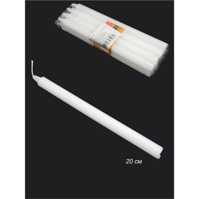 Свеча стержень белая 8 штук 20х1,5 см / G354-4 /уп 60/