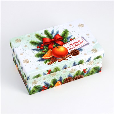 Набор подарочных новогодних коробок 10 в 1 «Мандариновое счастье», 32.5×20×12.5 - 12×7×4 см