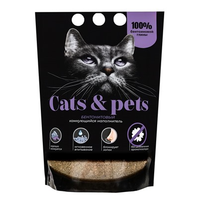 Наполнитель комкующийся бентонитовый, Cats&pets