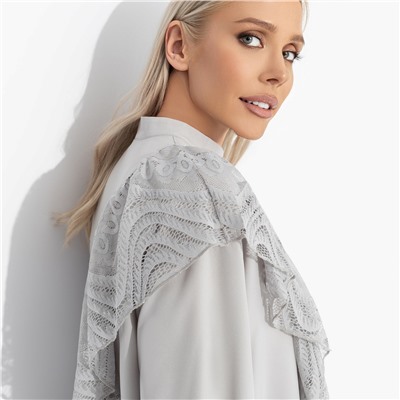 Рубашка комбинированная с кружевом, Личное достижение (серая)