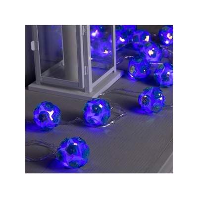 Гирлянда «Нить» 4.5 м с насадками «Цветочные шары», IP20, прозрачная нить, 15 LED, свечение фиолетовое, 220 В