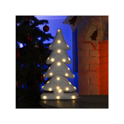 Светодиодная фигура «Ёлочка» 22×40×12 см, флок, батарейки ААх2 (не в комплекте), свечение тёплое белое