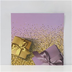 Фотофон двусторонний картон плотность 350 г «Ёлочные ветки и подарки» 50×50 см