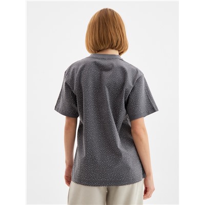 Футболка со стразами женская MIST, серая, размер 46-48