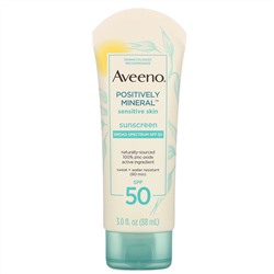Aveeno, Positively Mineral Sensitive Skin, Sunscreen, SPF 50, 3.0 fl oz (88 ml)
