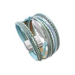 Браслет из кожи и стали, стекло, ALBW112г