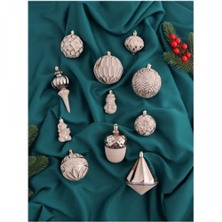 Ёлочные игрушки «Киссин», новогодние, набор 11 шт., серебристо-белый