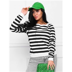 Лонгслив лодочка женский тельняшка Desire (Черно-белый, полоса)