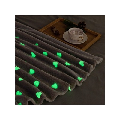 Плед светящийся в темноте «Этель. Love», 180×200 см, корал-флис