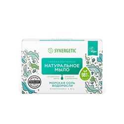 Натуральное туалетное мыло Synergetic «Морская соль и водоросли», гипоаллергенное, 90 г