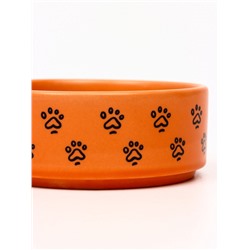 Миска керамическая «Лапка с сердечком» 200 мл - 10.5×10.5×4 см, оранжевая