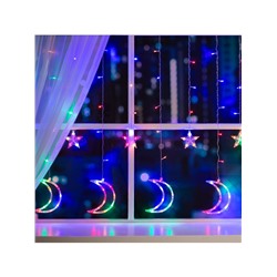 Гирлянда «Бахрома» 2.7×0.9 м с насадками «Месяц», IP20, прозрачная нить, 138 LED, свечение мульти, 8 режимов, 220 В