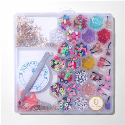 Набор для создания украшений «Краски», 24 вида бусин, фурнитура, ножницы, леска 0.6 мм