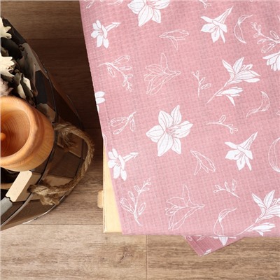 Простыня вафельная для бани «Лилия», 150×180 см, хлопок 100%, розовое