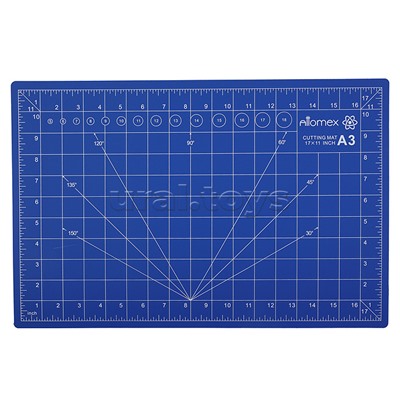 Коврик для резки A3 (45x30 см) "Attomex" непрорезаемый, толщина 2 мм, двухсторонний, трехслойный, синий