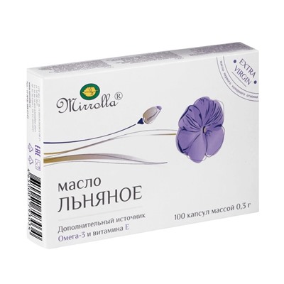 Масло льняное Mirrolla, 100 капсул по 0.3 г