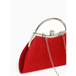 Сумка-клатч женская вечерняя на фермуаре, с металлической ручкой, красная
