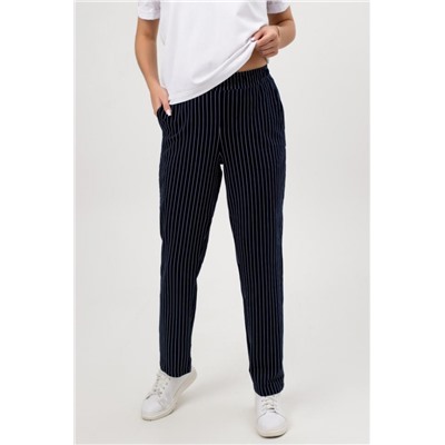 Брюки Силуэт полоска (Темно-синий/голубая полоска)