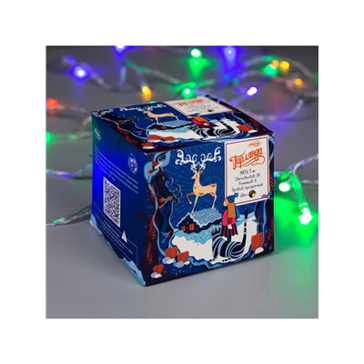 Гирлянда «Нить» 5 м, IP20, прозрачная нить, 50 LED, 8 режимов, 220 В, свечение мульти