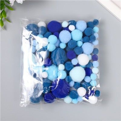 Декор для творчества «Помпончики. Синий иней», d=1-3 см, набор 135 шт.