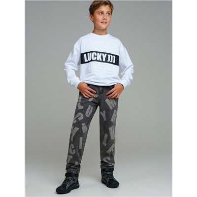 Брюки текстильные джинсовые утепленные флисом для мальчиков