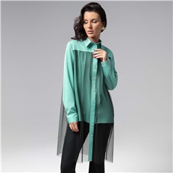 Рубашка комбинированное с сеткой, Срочно на обложку (бирюзовая)