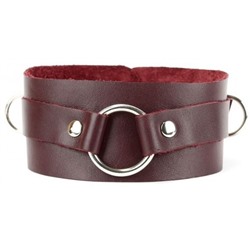 Бордовый широкий ошейник с кольцом Maroon Collar