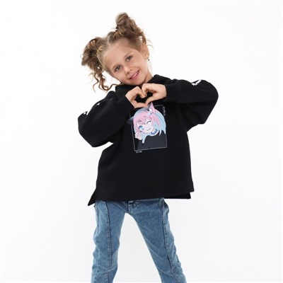 Толстовка для девочки Mark Formelle, чёрная, рост 104 см