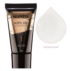 MANITA Акриловый гель для моделирования ногтей №01, прозрачный, 30 мл 21783