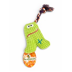 Мягкая игрушка для собак «Монстрик с канатом», 23 см, с пищалкой, зелёная