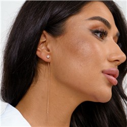 Серьги ювелирная бижутерия протяжки с камнем, покрытие: позолота, цвет камня: белый, 18021, арт.414.159