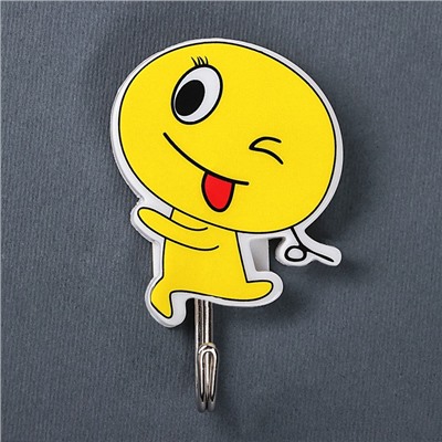 Крючки самоклеящиеся «Бегущий смайлик», 2 шт., рисунок МИКС