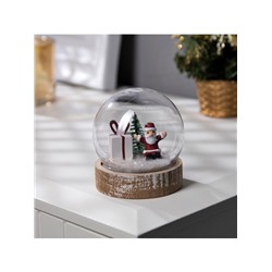 Светодиодная фигура «Шар с Дедом Морозом» 8×8.5×8 см, дерево, пластик, батарейки AG13×3 (в комплекте), свечение тёплое белое