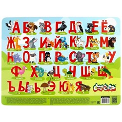 Настольное покрытие для творчества "Алфавит" 43х32 см пластик зелен. с принтом